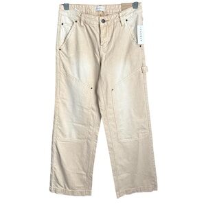 PacSun Women’s Size 24 Cotton Low Rise Baggy Wide Leg Beige Jeans Y2K Style